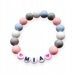 BRANSOLETKA RÓŻOWA IMIE DO SZKOŁY DZIEŃ DZIECKA PRZEDSZKOLAKA