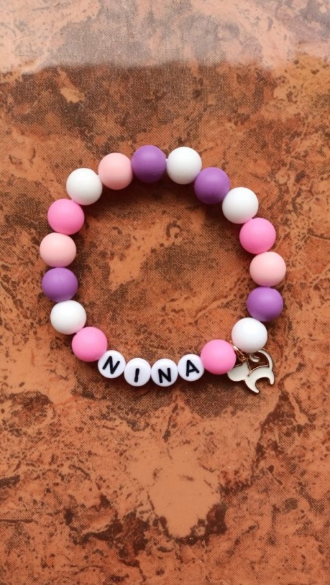 BRANSOLETKA Z IMIENIEM DO SZKOŁY DZIEŃ KOBIET DZIEŃ DZIECKA PRZEDSZKOLAKA