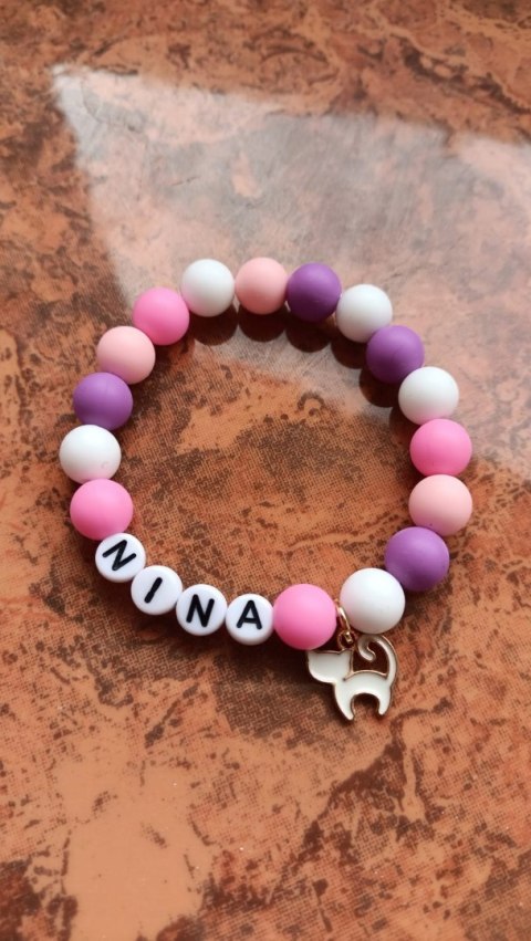 BRANSOLETKA Z IMIENIEM DO SZKOŁY DZIEŃ KOBIET DZIEŃ DZIECKA PRZEDSZKOLAKA