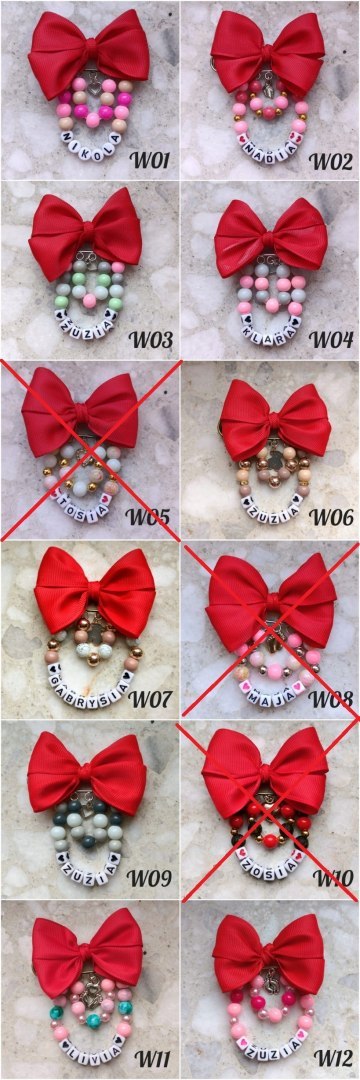 KOKARDA BROSZKA CZERWONA Z IMIENIEM DO WÓZKA ZŁOTA