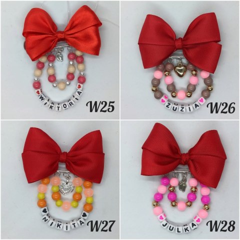 KOKARDA BROSZKA CZERWONA Z IMIENIEM DO WÓZKA ZŁOTA