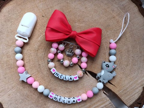 KOMPLET Zawieszka do smoczka + wózka SARNA