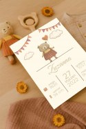 Metryczka Personalizowana Dla Dziecka A4 BEZ RAMKI Prezent Chrzest Urodziny