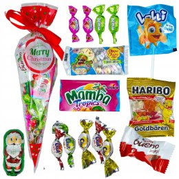 PACZKA SŁODYCZY RÓG OBFITOŚCI KINDER NA MIKOŁAJKI ŚWIĘTA NA PREZENT DZIECI