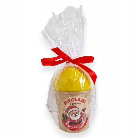 PREZENT NA MIKOŁAJKI UPOMINEK KUBECZKI Z PIŁKĄ ANTYSTRESOWĄ 3 CUKIERKI