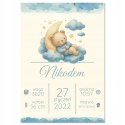 Personalizowana Metryczka Dla Dziecka A4 BEZ RAMKI Prezent Chrzest Urodziny