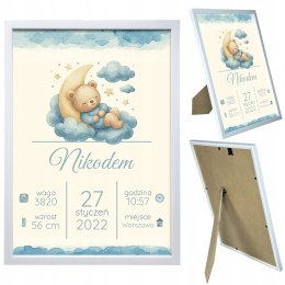 Personalizowana Metryczka z Ramką Dla Dziecka A4 Na Prezent Urodziny