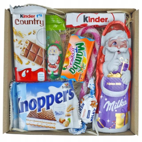 Świąteczny Zestaw Słodyczy z Mikołajem - Upominek Mikołajkowy i Świąteczny