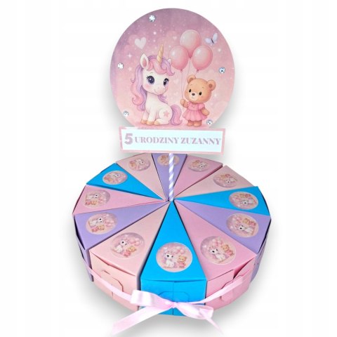 TORT PAPIEROWY NA URODZINY DO PRZEDSZKOLA DO SAMODZIELNEGO ZŁOŻENIA RÓŻOWY