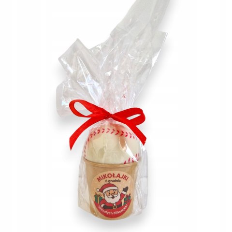 UPOMINEK NA MIKOŁAJKI PREZENT KUBECZEK Z PIŁKĄ ANTYSTRESOWĄ I 3 CUKIERKAMI