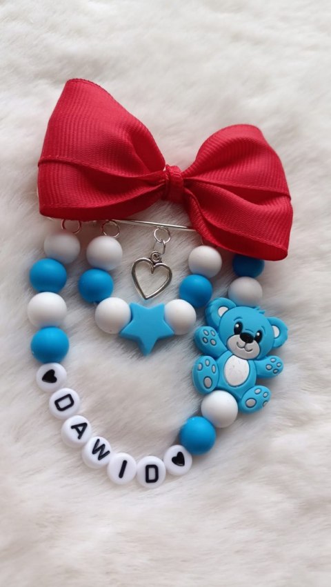 ZAWIESZKA DO WÓZKA Z IMIENIEM DLA CHŁOPCA MIŚ 4 niebieski