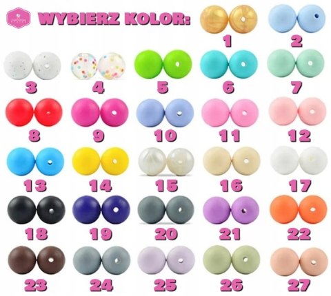 ZAWIESZKA SILIKONOWA DO SMOCZKA Z KLIPSEM 27 KOLORÓW do wyboru Z IMIENIEM