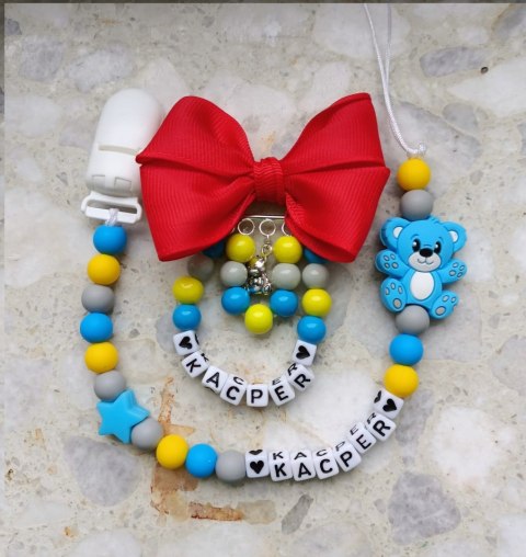 ZESTAW Łańcuszek do smoczka+ zawieszka do wózka