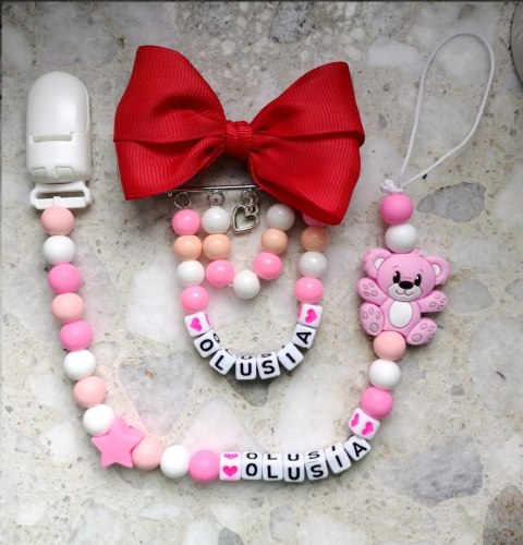 ZESTAW Łańcuszek do smoczka+ zawieszka do wózka