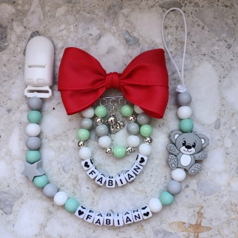 ZESTAW Łańcuszek do smoczka+ zawieszka do wózka