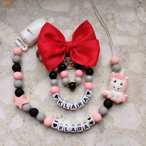 ZESTAW Zawieszka do smoczka + wózka JEDNOROŻEC