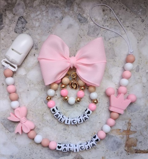 ZESTAW Zawieszka do smoczka + wózka PREZENT KORONA