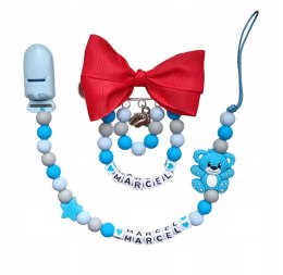 ZESTAW Zawieszka do smoczka + wózka PREZENT MIŚ