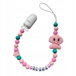 Zawieszka do smoczka IMIENNA SŁONIK dla dziewczynki