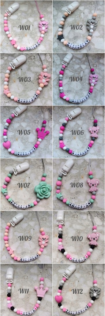 Zawieszka silikonowa do smoczka gryzaka z imieniem