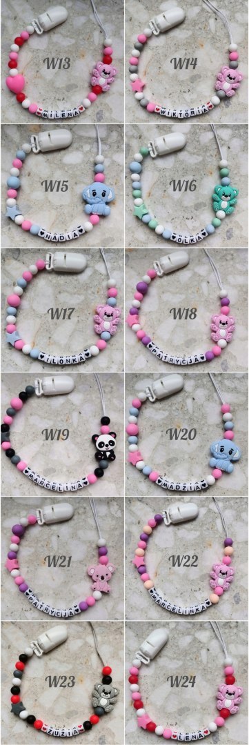 Zawieszka silikonowa do smoczka gryzaka z imieniem