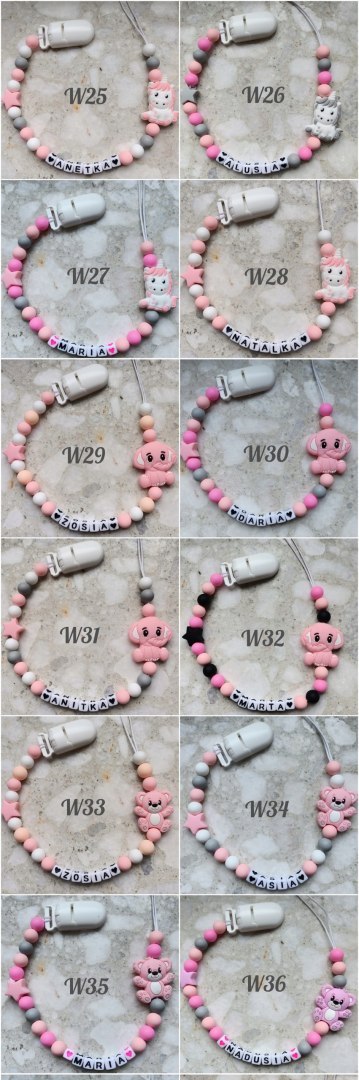 Zawieszka silikonowa do smoczka gryzaka z imieniem