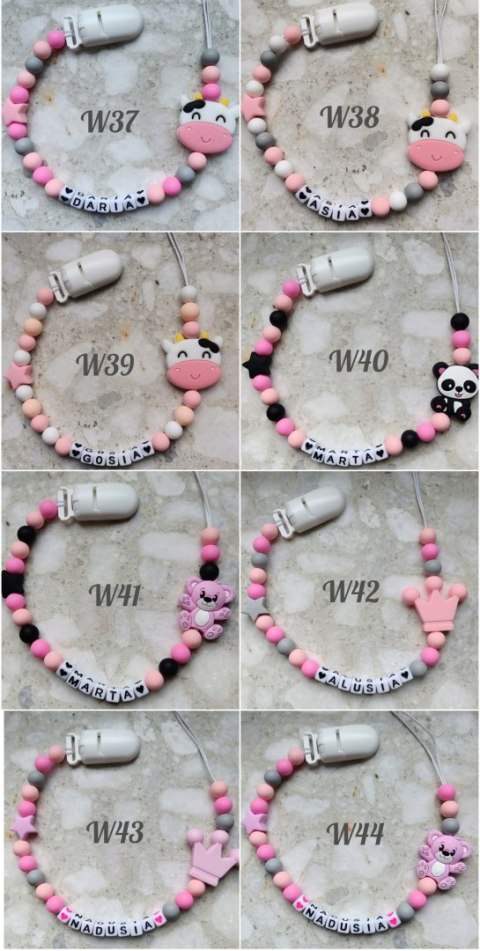 Zawieszka silikonowa do smoczka gryzaka z imieniem