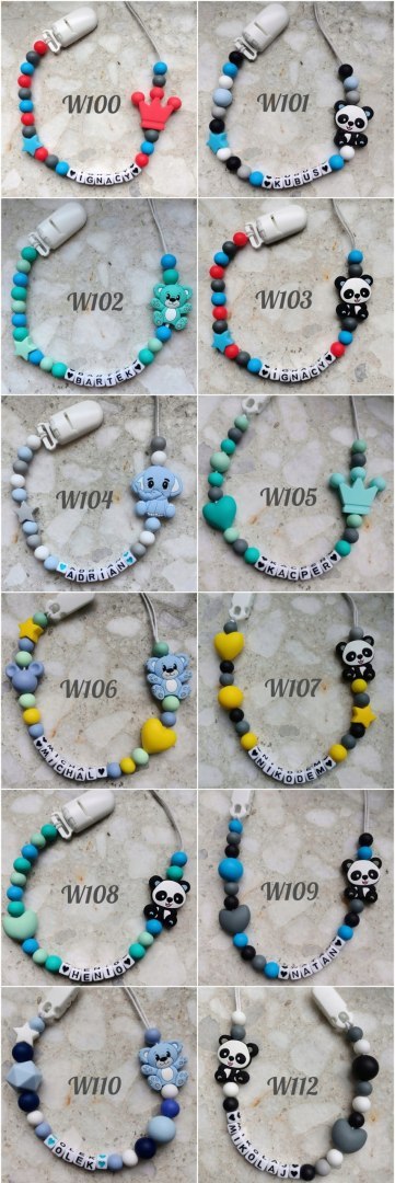 Zawieszka silikonowa do smoczka gryzaka z imieniem