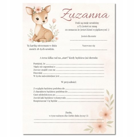 ANKIETA NA URODZINY PAMIĄTKA URODZINOWA dla GOŚCI DZIEWCZYNKI DOBRE RADY