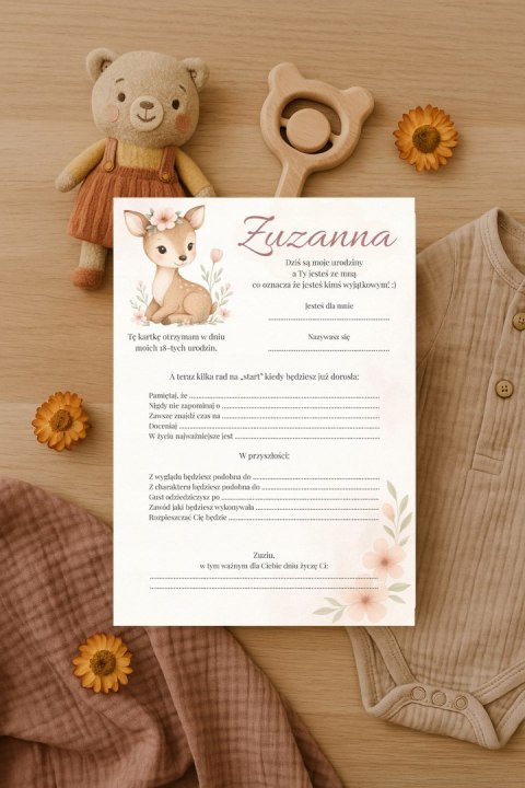 ANKIETA NA URODZINY PAMIĄTKA URODZINOWA dla GOŚCI DZIEWCZYNKI DOBRE RADY