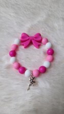 BRANSOLETKA Z KORALIKÓW SILIKONOWYCH Z ZAWIESZKĄ I KOKARDKĄ DLA DZIECKA 2