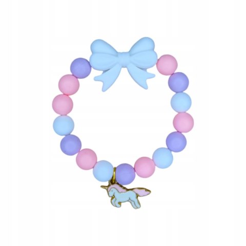 BRANSOLETKA Z KORALIKÓW SILIKONOWYCH Z ZAWIESZKĄ I KOKARDKĄ DLA DZIECKA 4