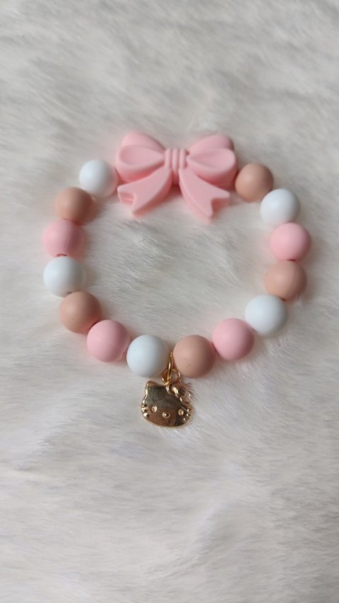 BRANSOLETKA Z KORALIKÓW SILIKONOWYCH Z ZAWIESZKĄ I KOKARDKĄ DLA DZIECKA 5