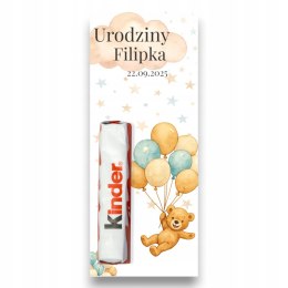 BILECIK URODZINOWY CHŁOPIEC NIEBIESKI DO SZKOŁY PODZIEKOWANIE KINDEREK