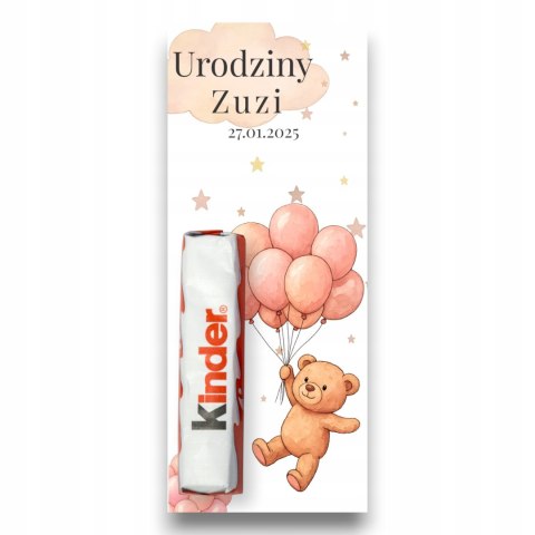 BILECIK URODZINOWY RÓŻOWY DO SZKOŁY PODZIEKOWANIE DLA GOŚCI KINDEREK