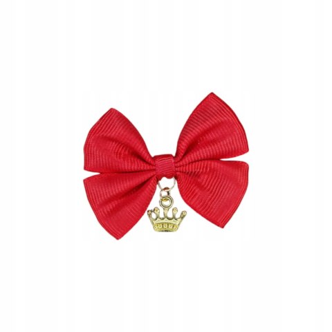 Broszka do wózka CZERWONA KOKARDKA KORONA ZŁOTA na szczęście