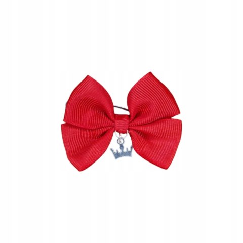 Broszka do wózka CZERWONA KOKARDKA Z KORONA na szczęście