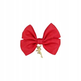 Broszka do wózka CZERWONA KOKARDKA Z WRÓŻKĄ złota na szczęście