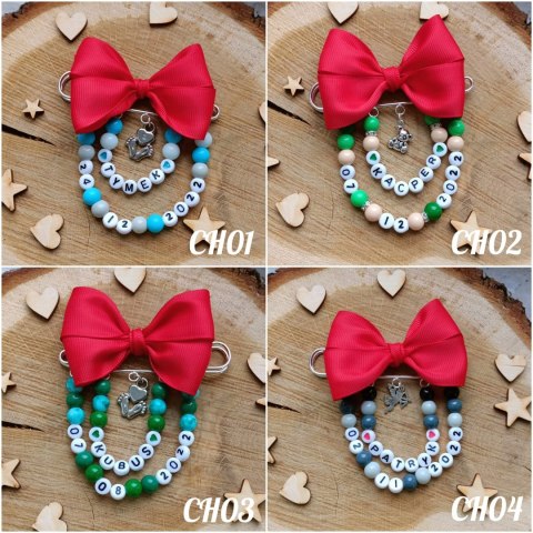 Broszka do wózka agrafka z imieniem datą urodzenia