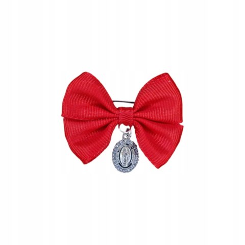 Broszka do wózka czerwona KOKARDKA Zawieszka MEDALIK na szczęście