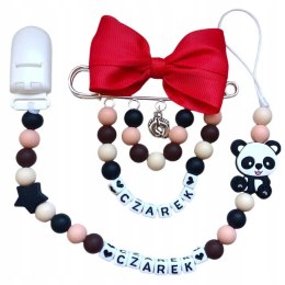 KOMPLET Zawieszka do smoczka + wózka CHŁOPIEC niebieska NARODZINY