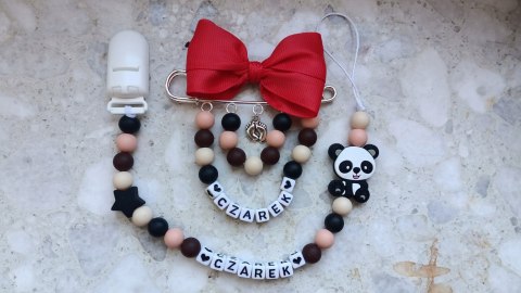 KOMPLET Zawieszka do smoczka + wózka CHŁOPIEC niebieska NARODZINY