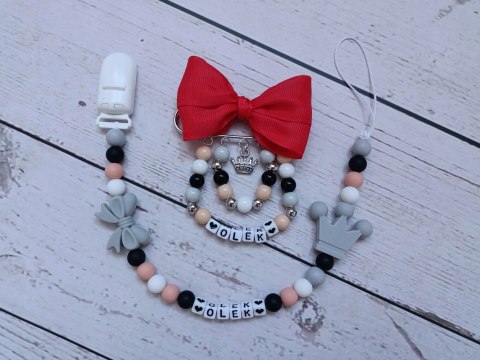 Lańcuszek do smoczka, przypinka do wozka ZESTAW