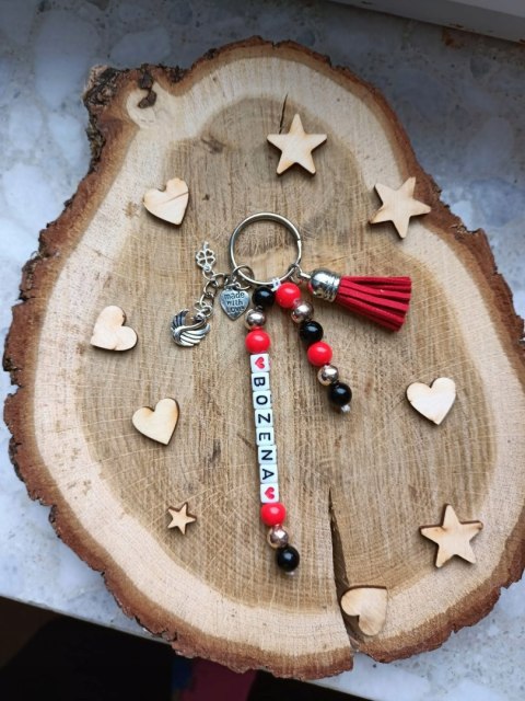 PIĘKNY BRELOCZEK DO KLUCZY Z KORALIKÓW BRELOK