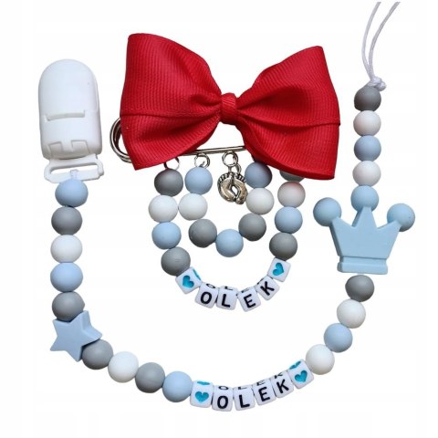 ZESTAW SILIKONOWY Zawieszka do smoczka wózka IMIE