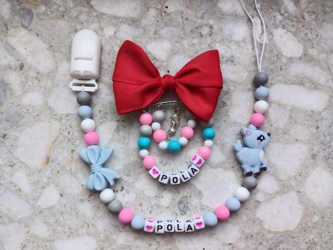 ZESTAW ZAWIESZKA DO SMOCZKA Z KLIPSEM I ZAWIESZKA DO WÓZKA NA AGRAFCE