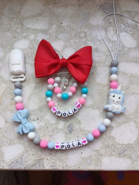 ZESTAW ZAWIESZKA DO SMOCZKA Z KLIPSEM I ZAWIESZKA DO WÓZKA NA AGRAFCE