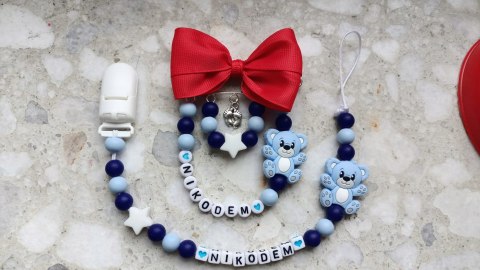 ZESTAW Zawieszka do smoczka + wózka DLA CHŁOPCA