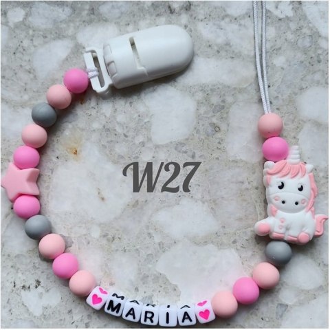 Zawieszka silikonowa do smoczka dla dziewczynki JEDNOROŻEC 3