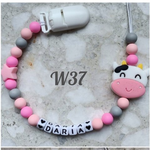 Zawieszka silikonowa do smoczka dla dziewczynki KROWA 1